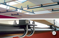 LOQUITO-Rohrsystem direkt an Deckenbindern angebracht (Variante Rohrkreuz plus ergnzende Einzelrohre)